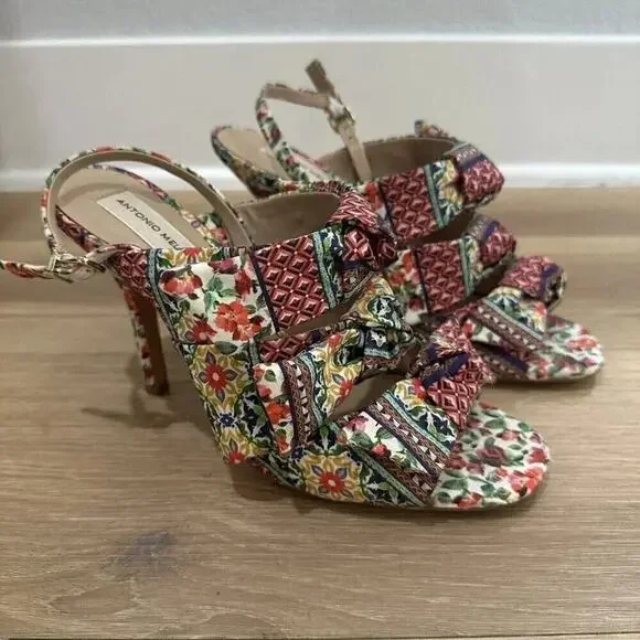 Antonio Melani Vilada Triple Bow Floral Heels Womens Size 9.5 Multicolor Summer - Picture 2 of 12